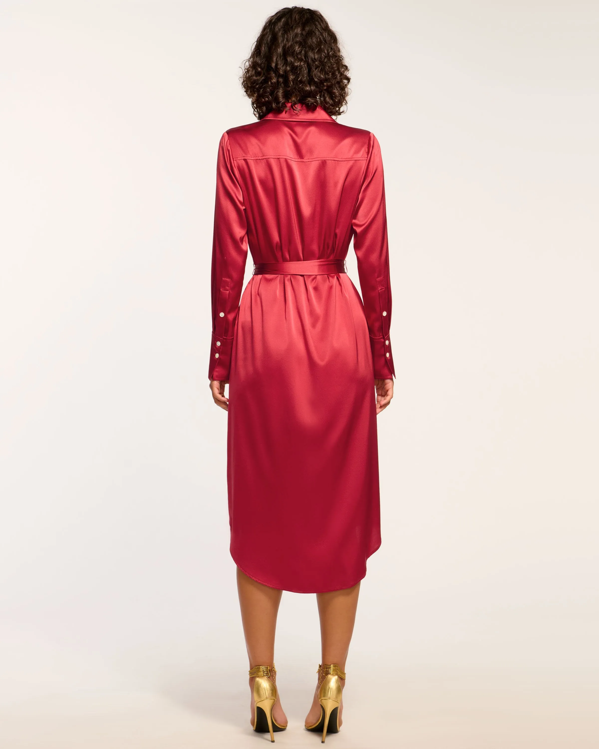 Victoria Silk Button Down Midi Dress