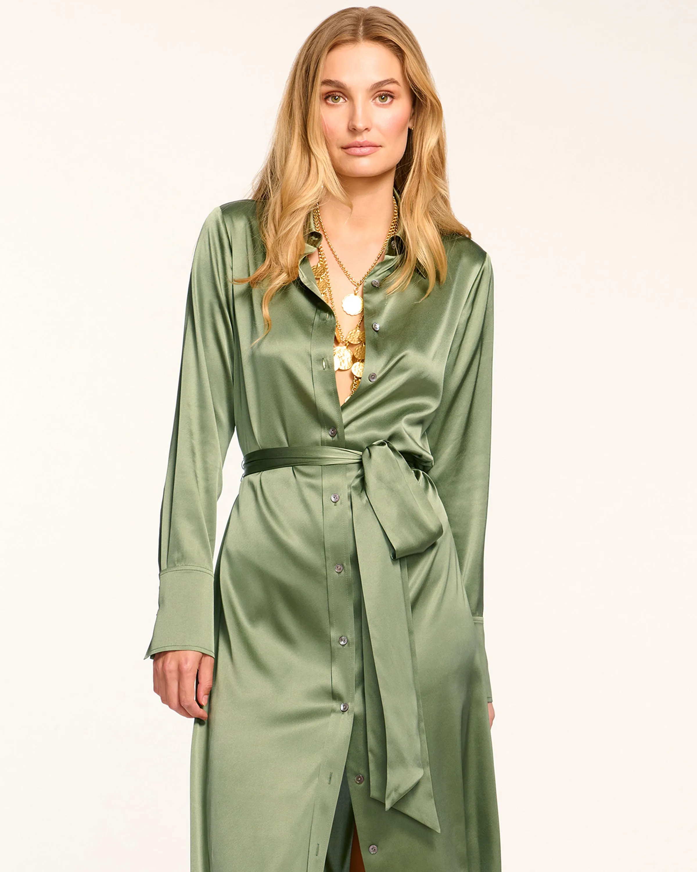 Victoria Silk Button Down Midi Dress