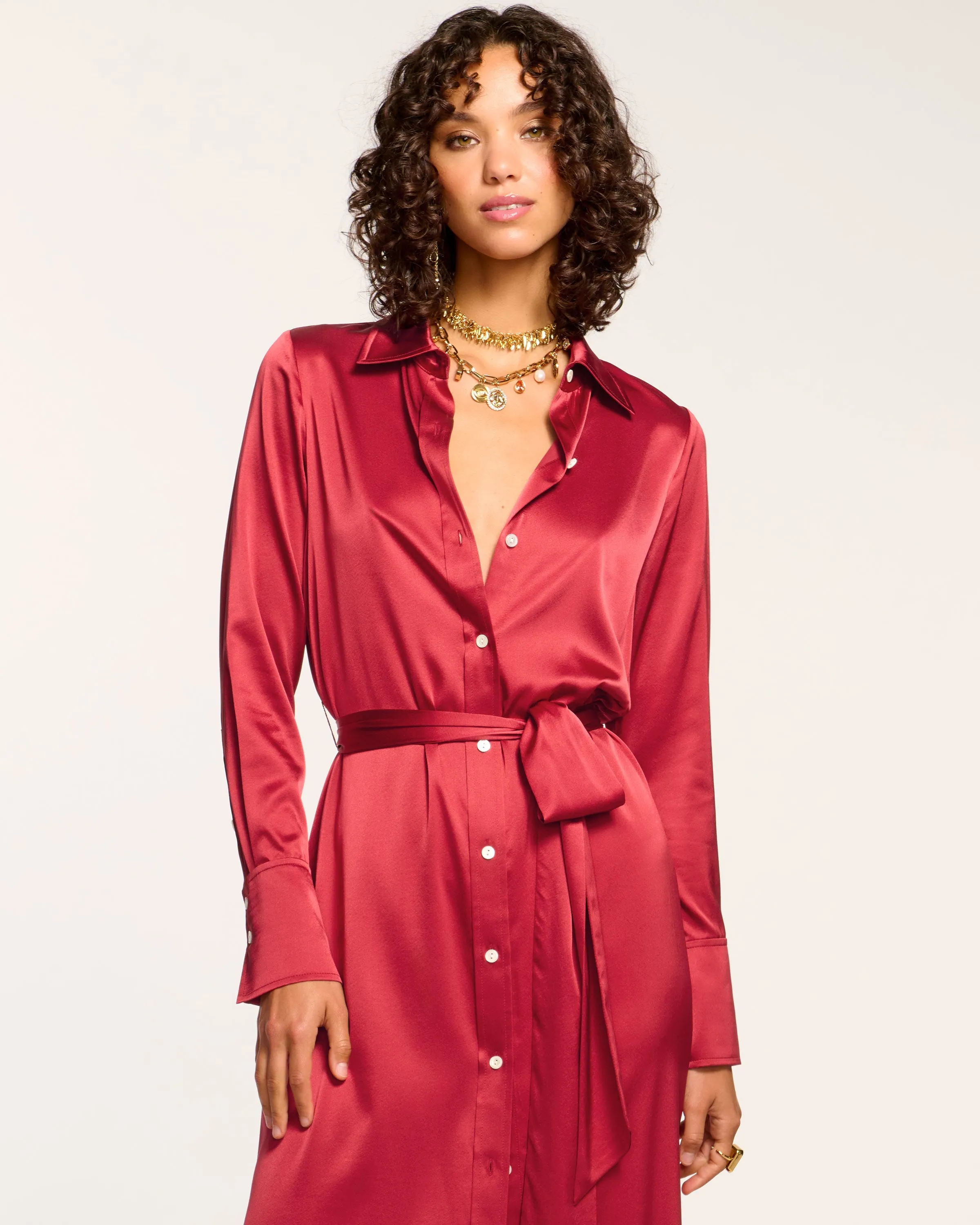 Victoria Silk Button Down Midi Dress