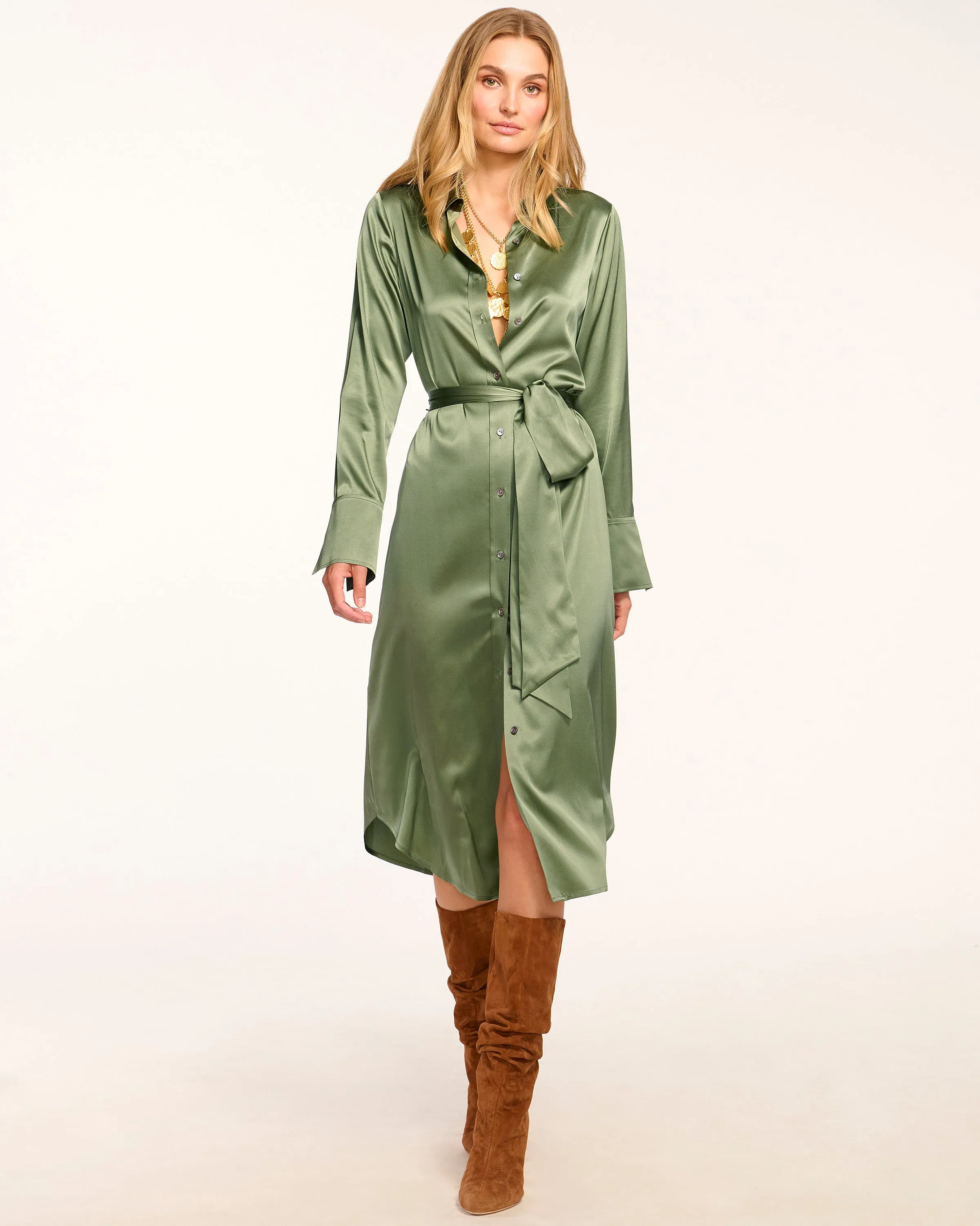 Victoria Silk Button Down Midi Dress