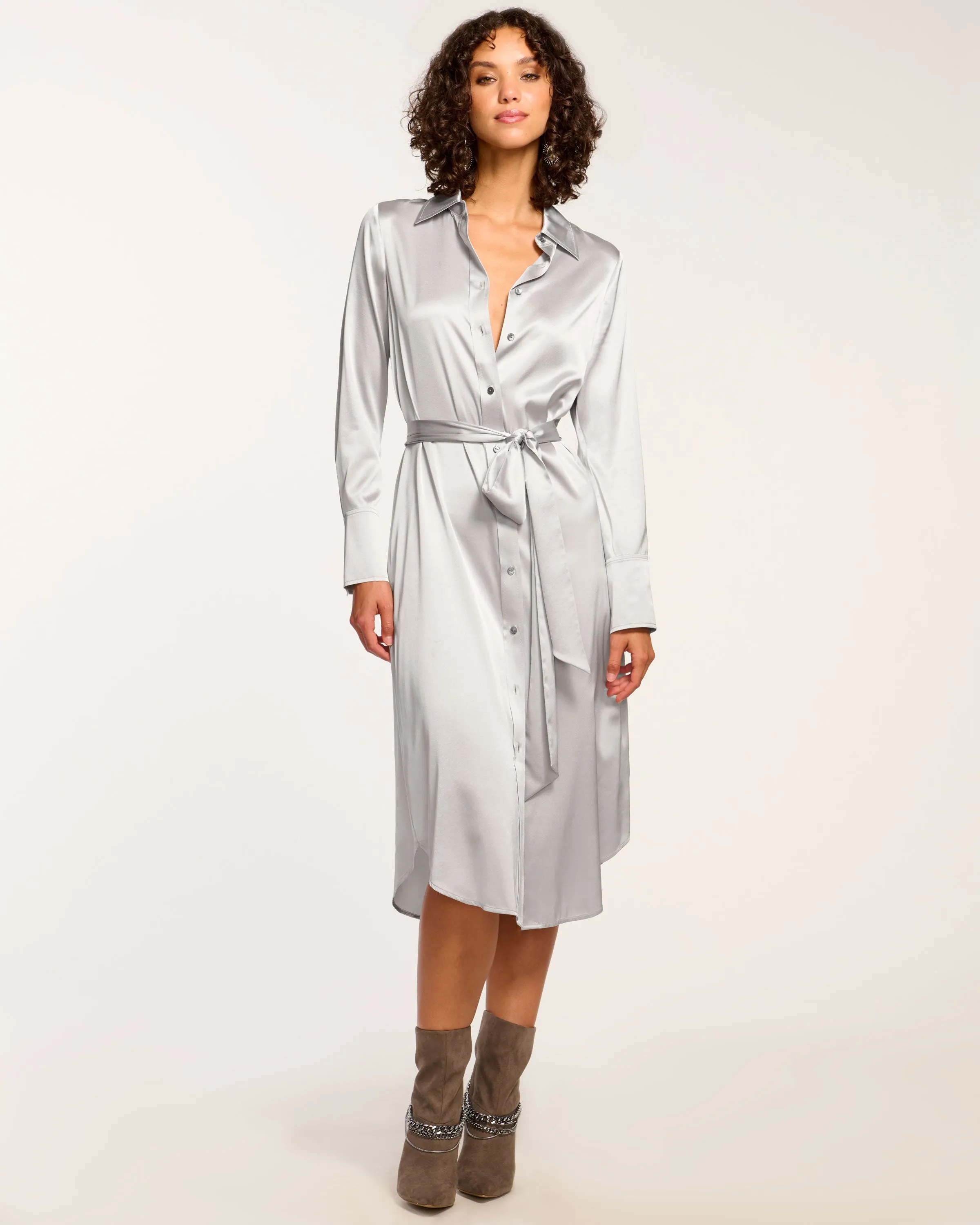 Victoria Silk Button Down Midi Dress