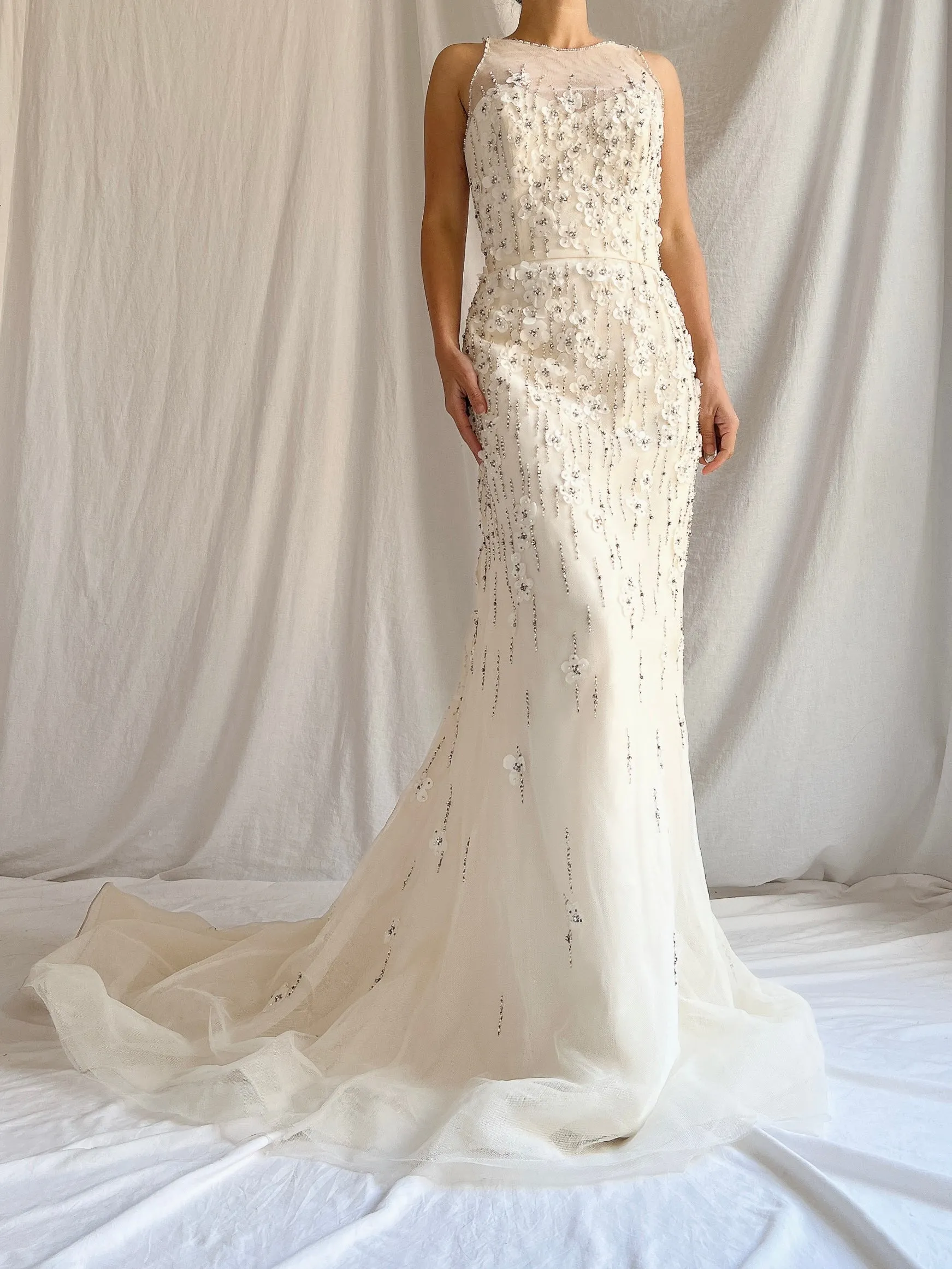 Vintage 3D Illusion Neck Gown - S/6