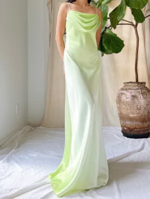 Vintage Bias Cut Ombre Satin Dress - S/4