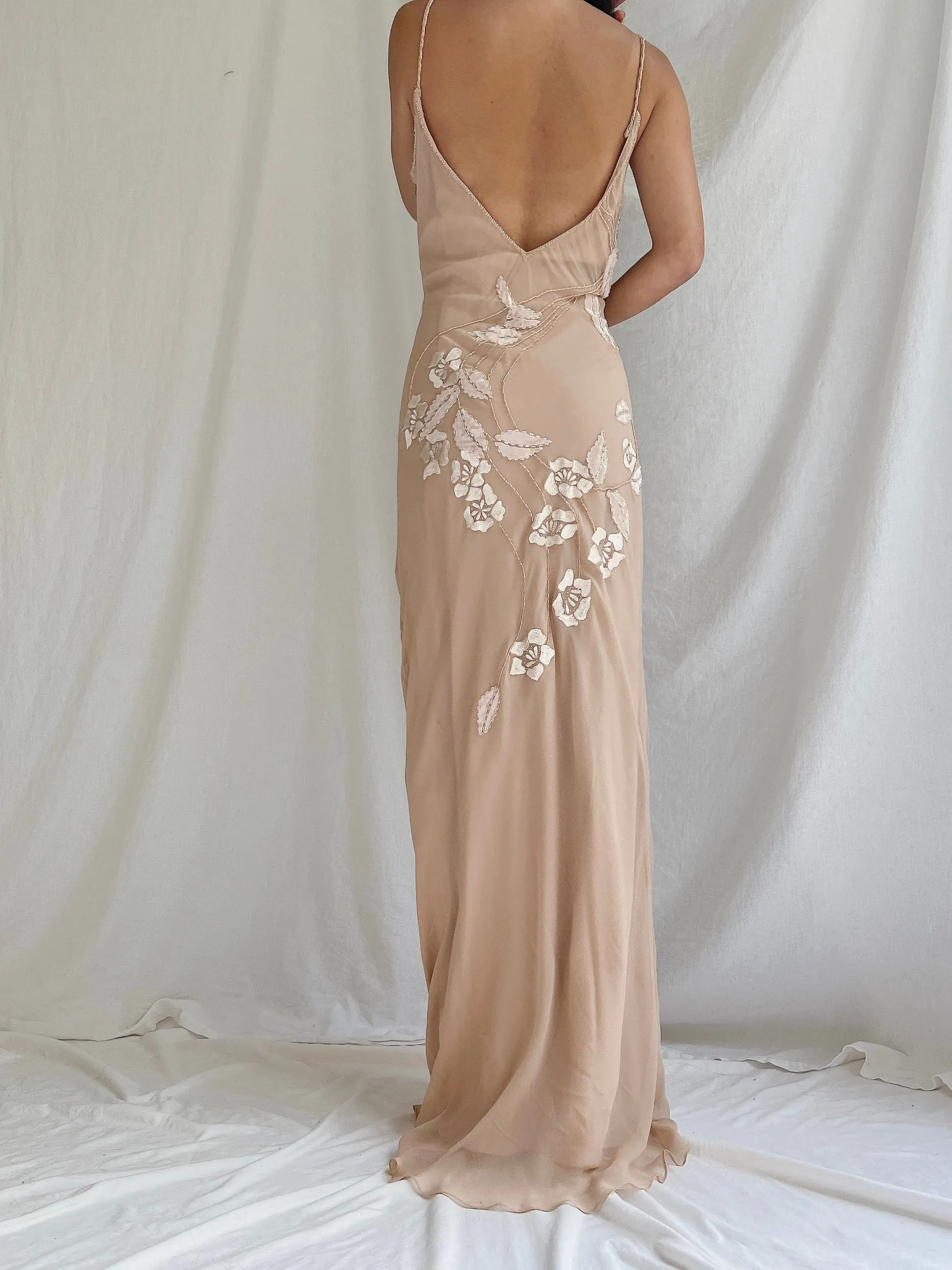 Vintage Blush Nude Silk Bias Cut Gown - S-M/4-8