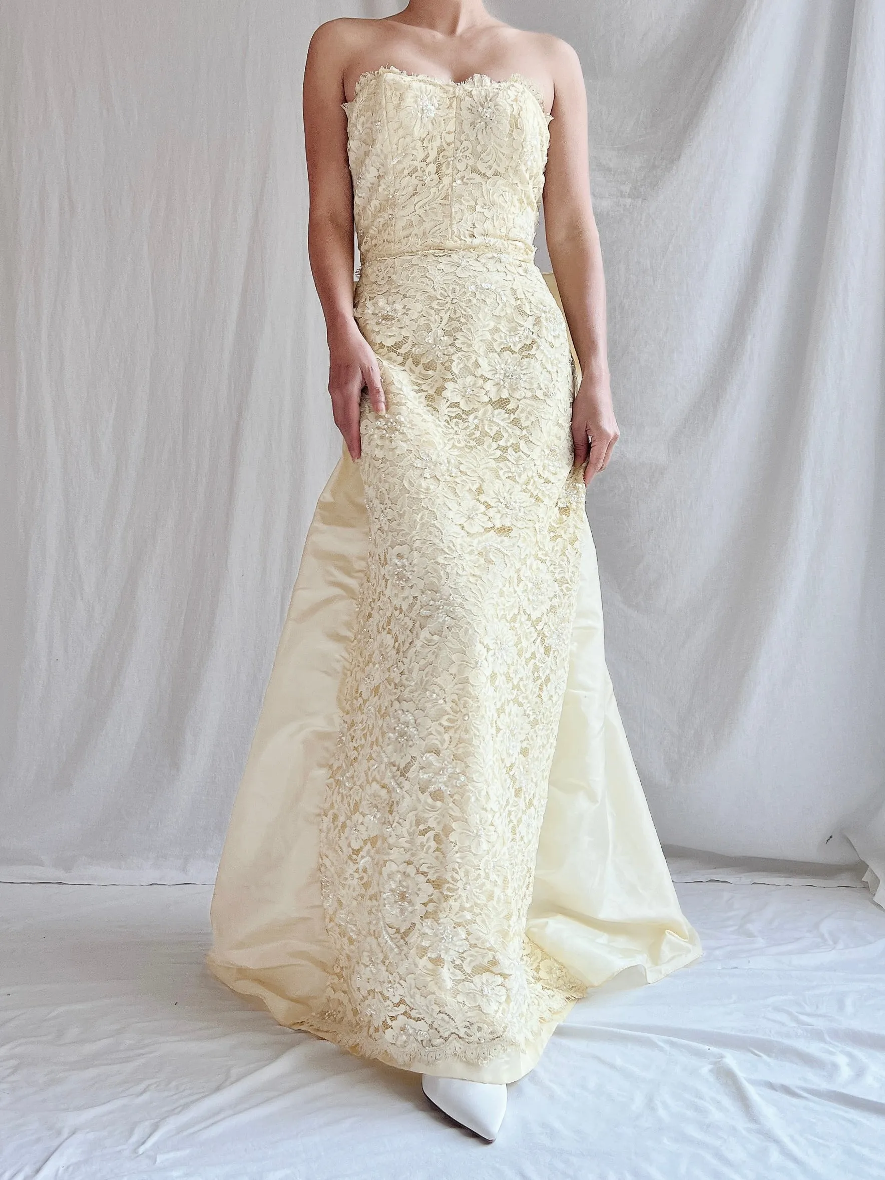 Vintage Lillie Rubin Butter Lace Gown -  XS