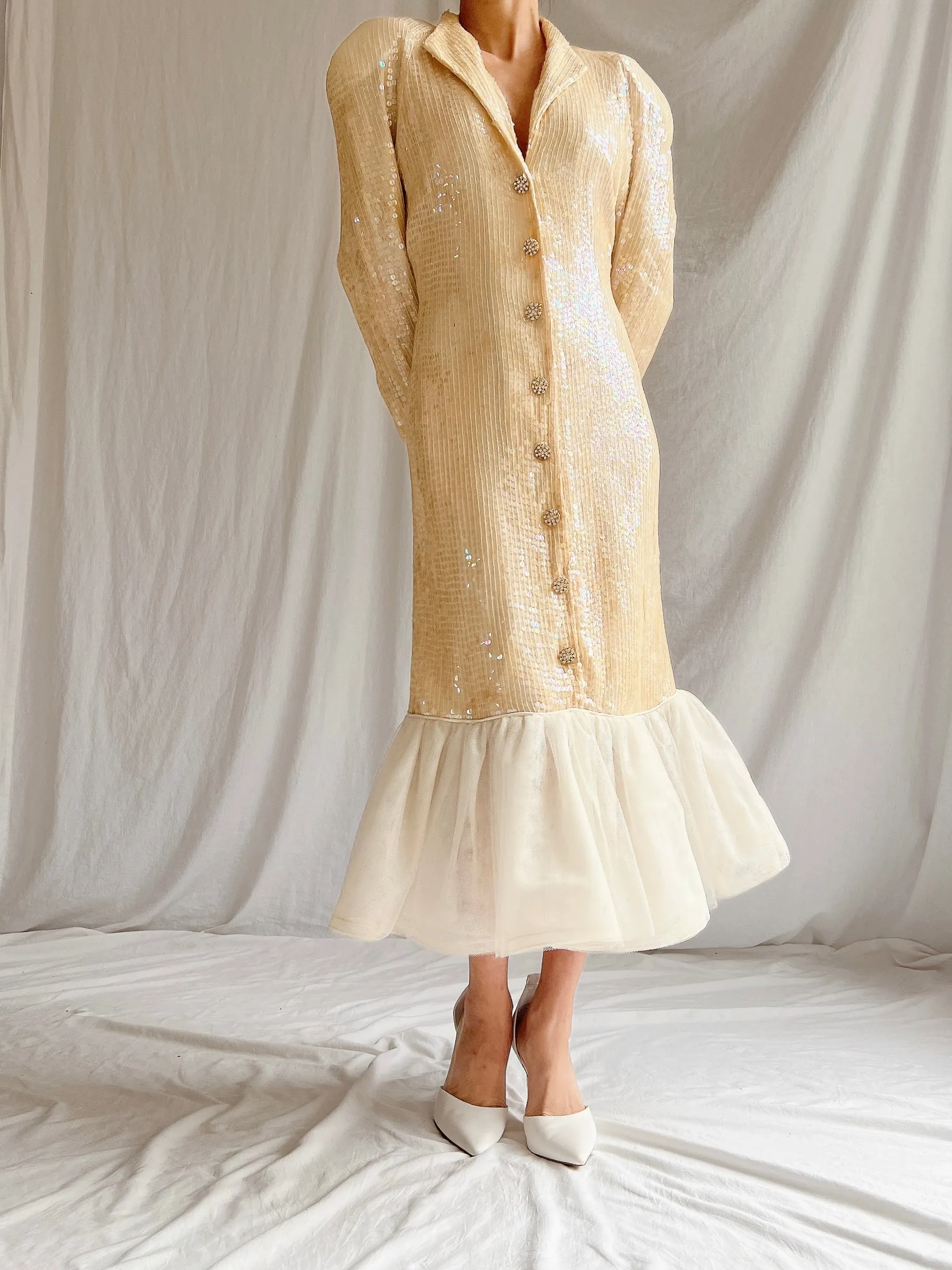 Vintage Long Sleeves Dress - M