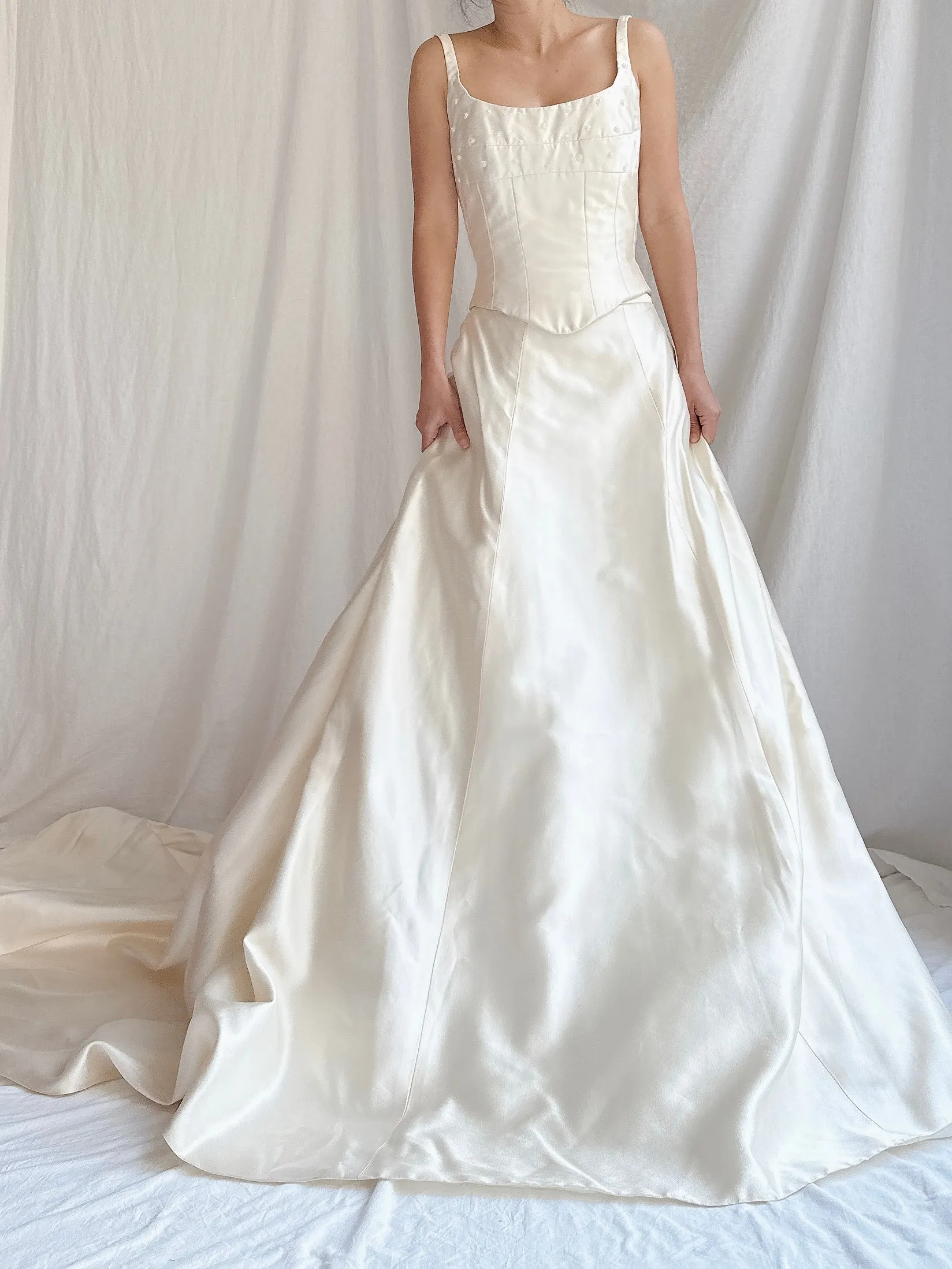 Vintage Silk 2-Piece Wedding Ensemble - S/M 6 UK12