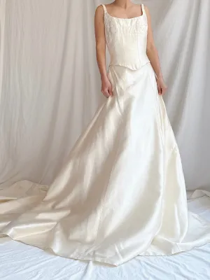 Vintage Silk 2-Piece Wedding Ensemble - S/M 6 UK12