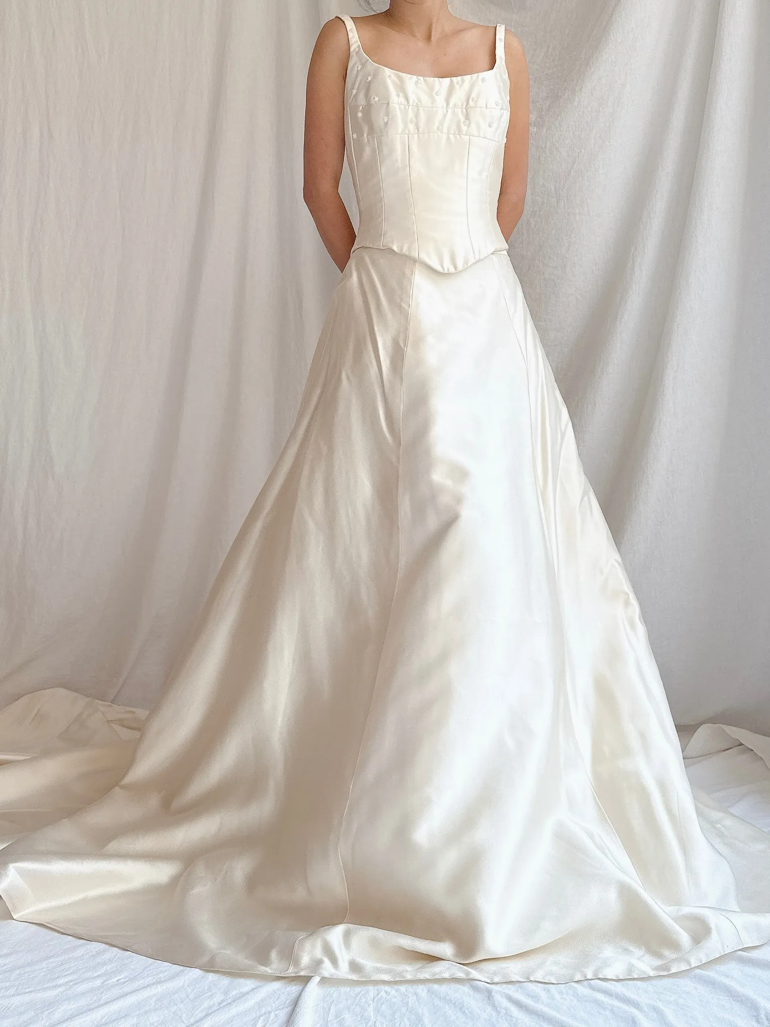 Vintage Silk 2-Piece Wedding Ensemble - S/M 6 UK12