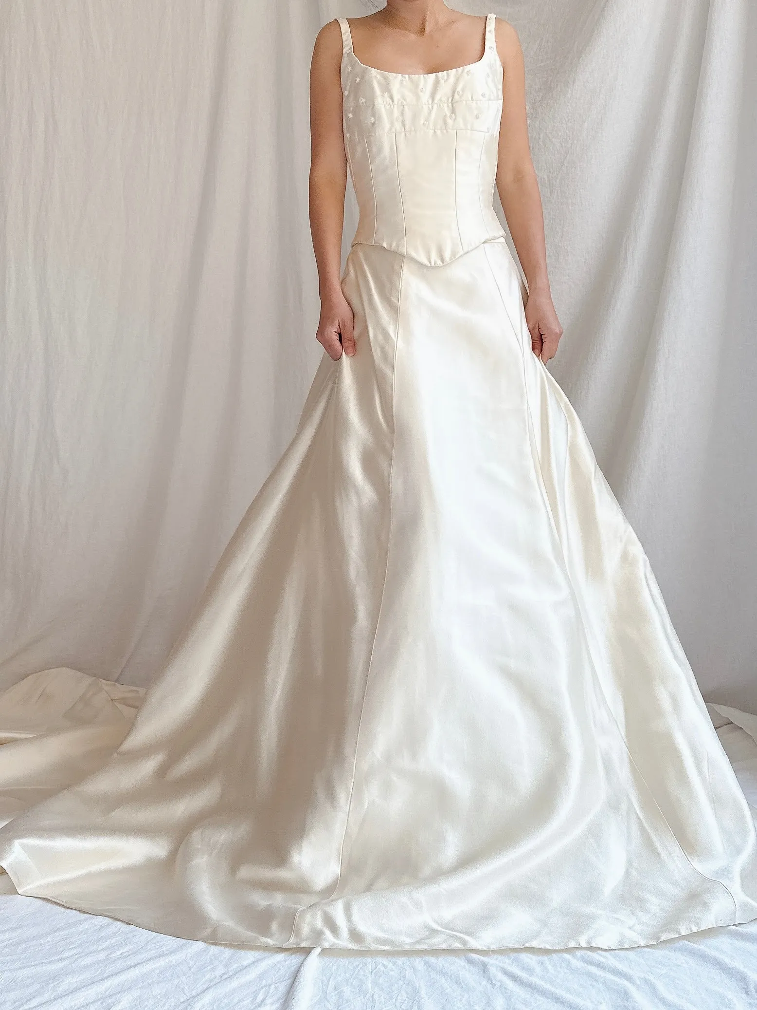 Vintage Silk 2-Piece Wedding Ensemble - S/M 6 UK12