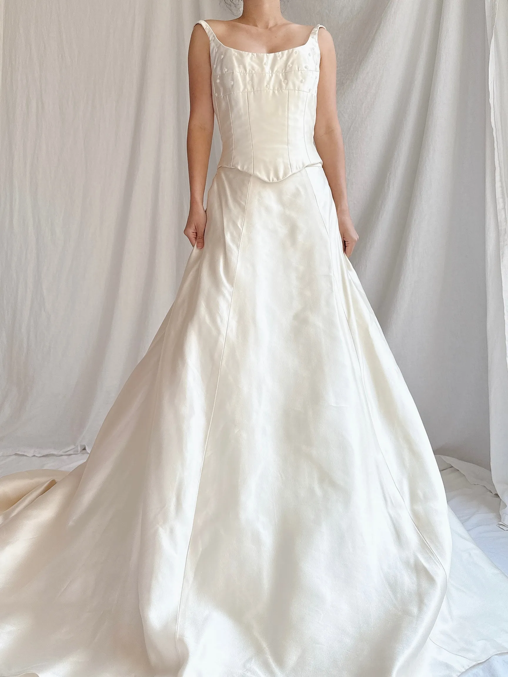 Vintage Silk 2-Piece Wedding Ensemble - S/M 6 UK12