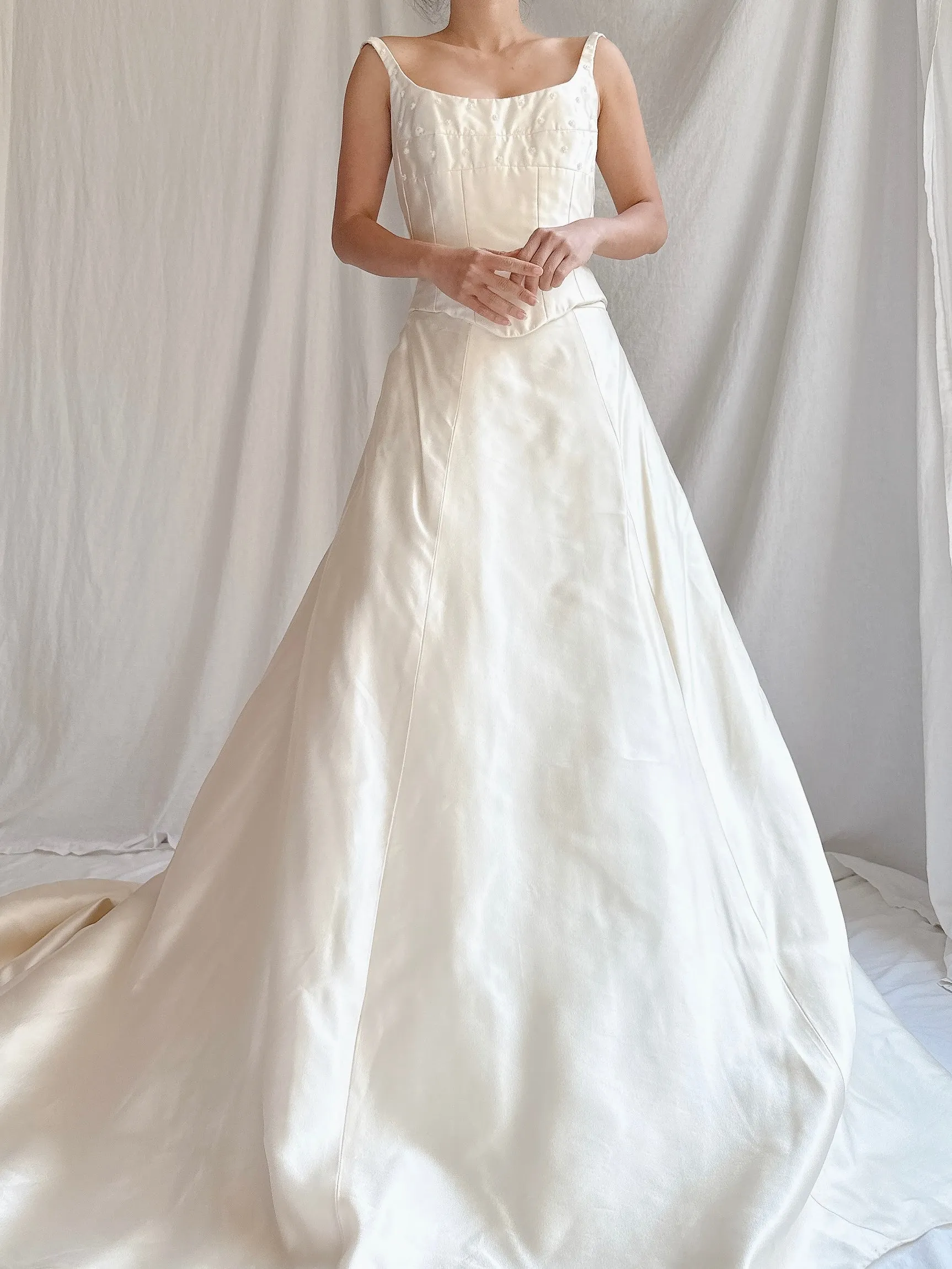 Vintage Silk 2-Piece Wedding Ensemble - S/M 6 UK12