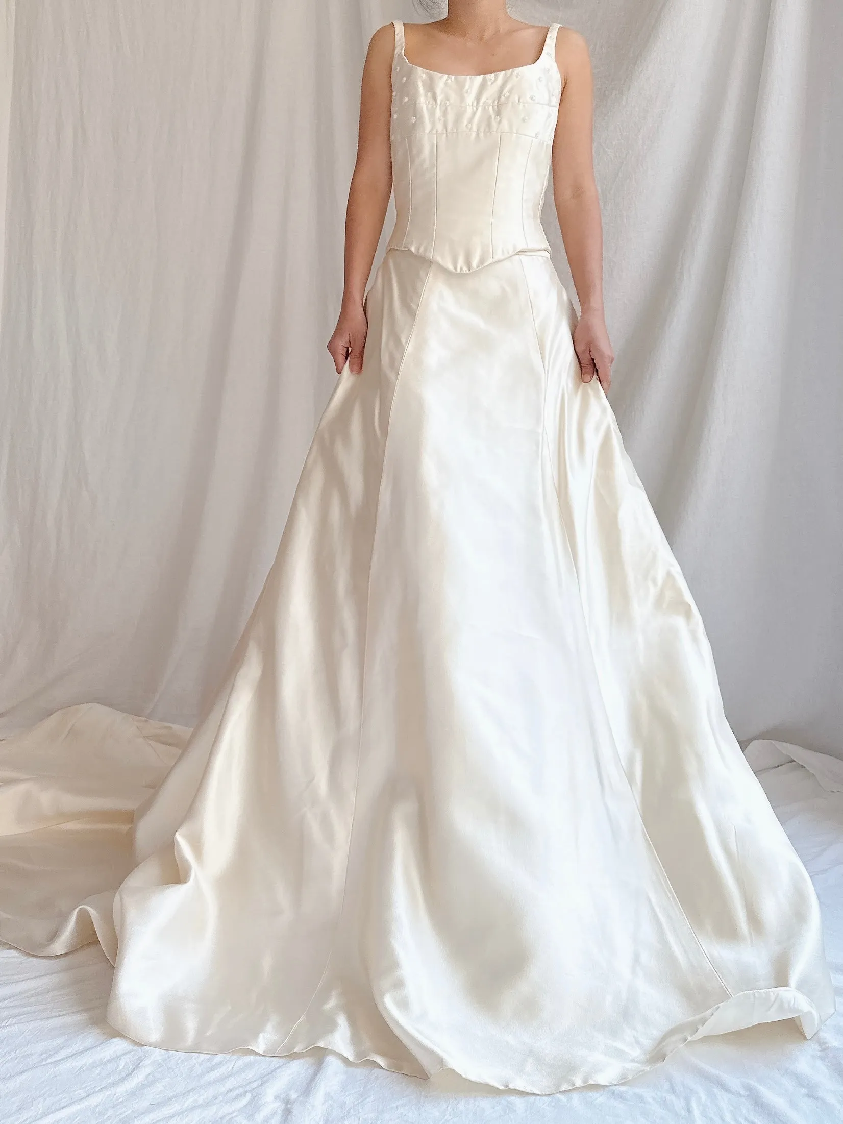 Vintage Silk 2-Piece Wedding Ensemble - S/M 6 UK12