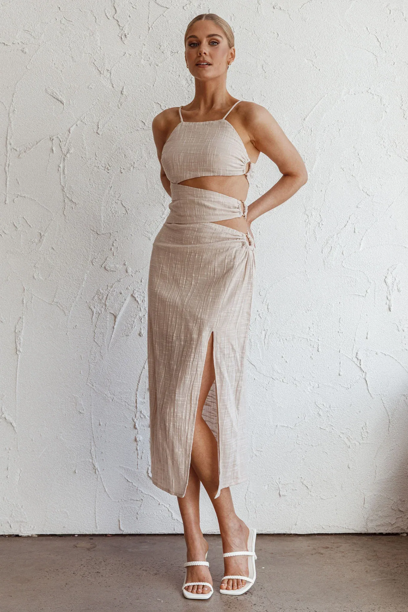 Virgin Islands Cut-Out Midi Dress Sand
