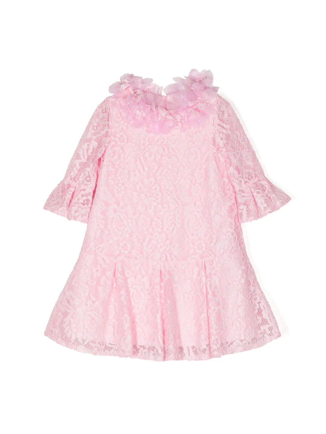 Volant-Embroidered Lace Dress