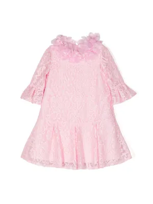 Volant-Embroidered Lace Dress