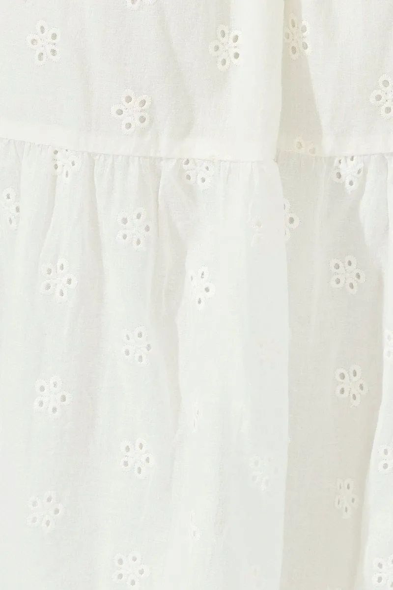 White Midi Dress Sleeveless Eyelet