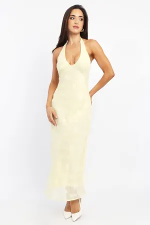 Yellow Midi Dress Halter Neck