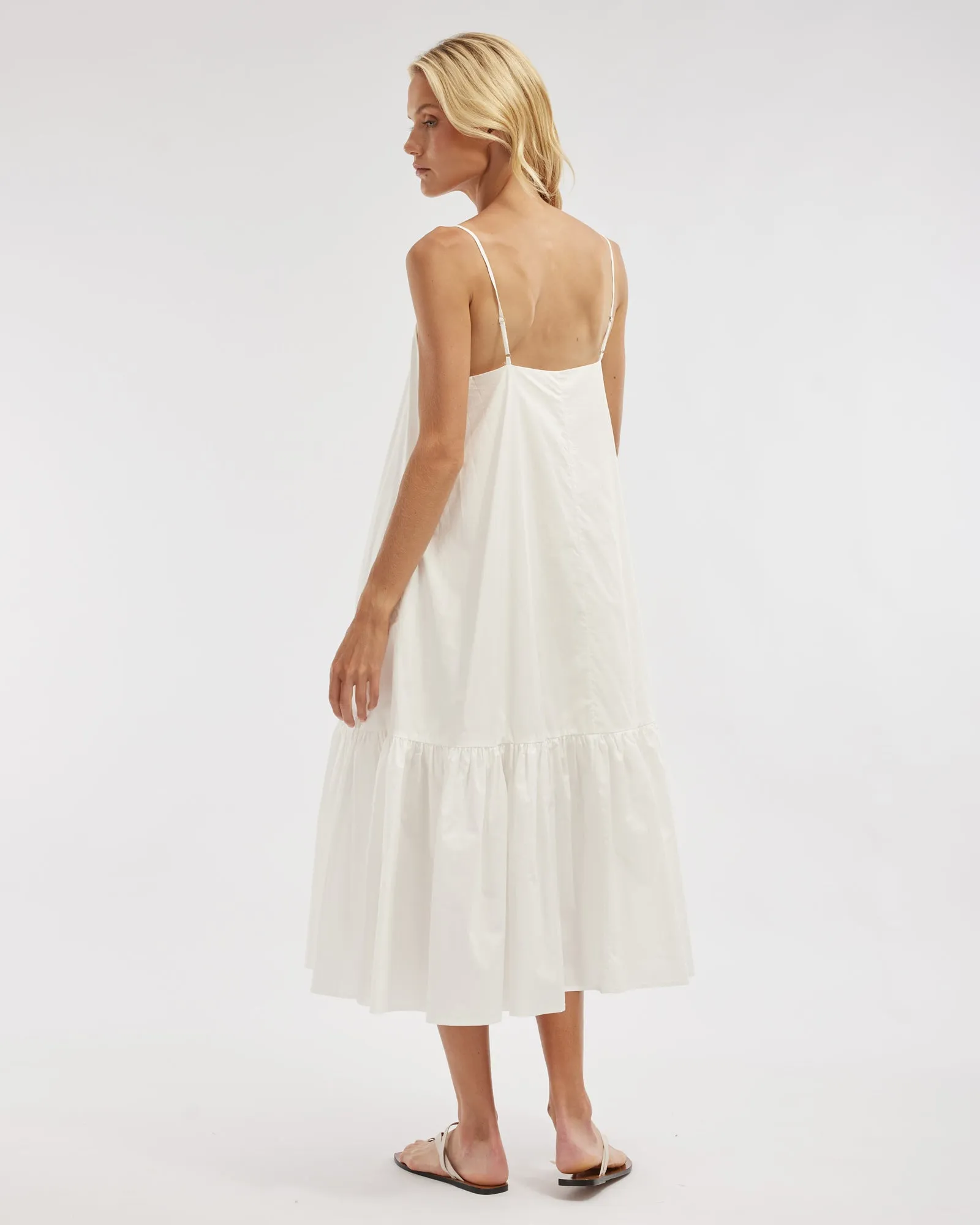 Zadie Poplin Midi Dress - White