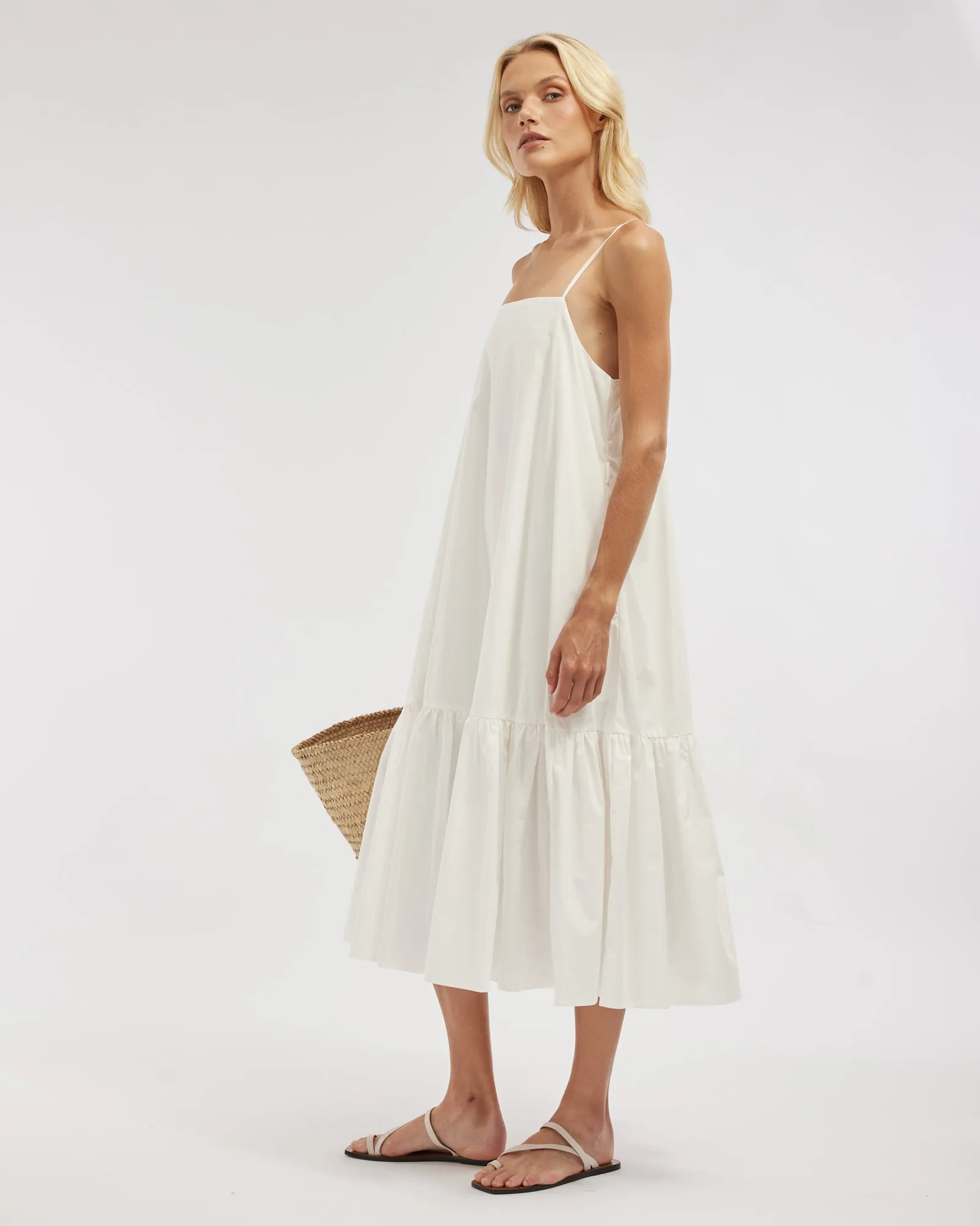 Zadie Poplin Midi Dress - White